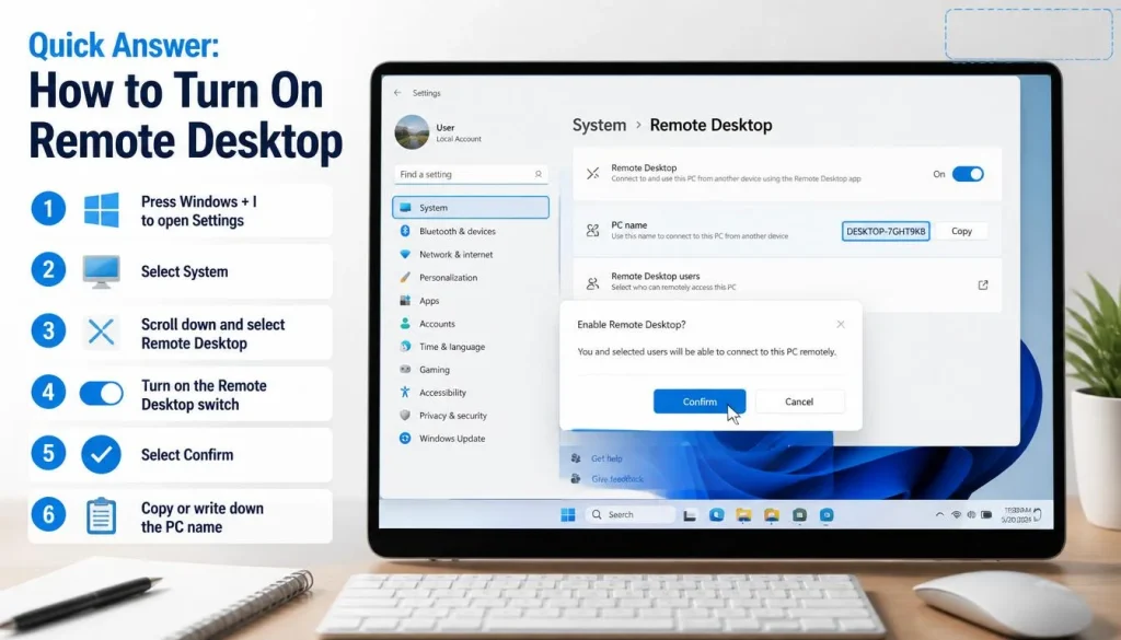 How to Turn On Remote Desktop